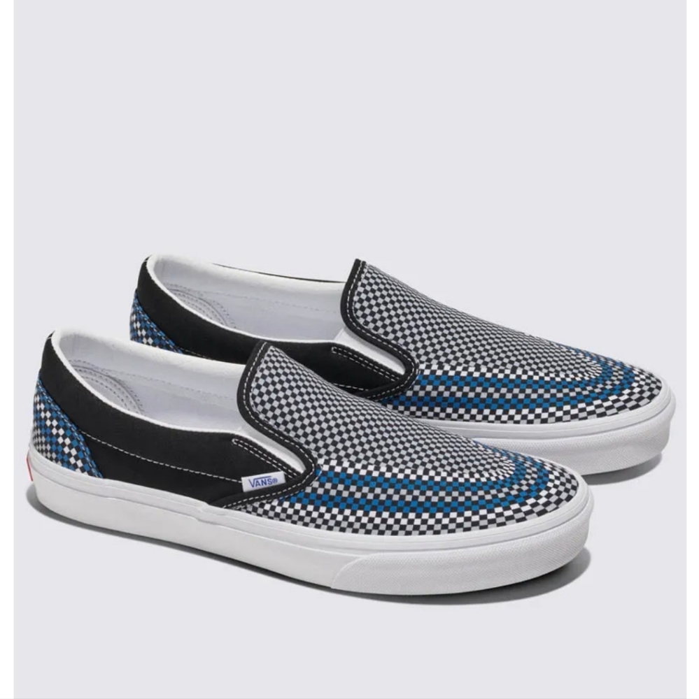 Vans Men's Black and Blue Slip-On Shoes